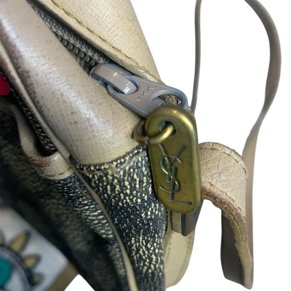 Vintage YSL giraffe embossed shoulder bag brown tan